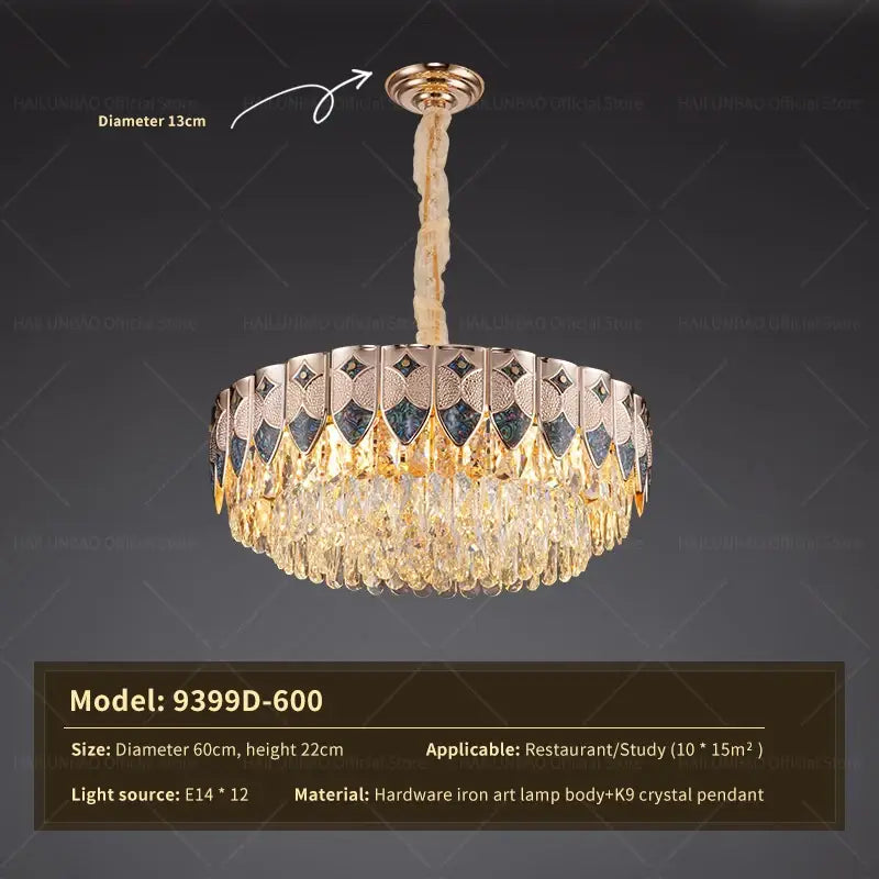 Gold Crystal Dining Chandelier Geometric 120cm