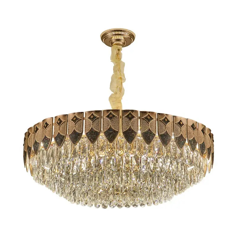 Gold Crystal Dining Chandelier Geometric 120cm