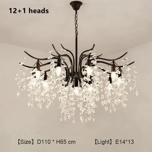 Gold Branch Crystal Chandelier 13-Light Design