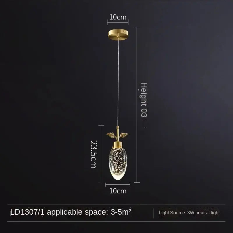 Gold Crystal LED Pendant Nordic 6-Head