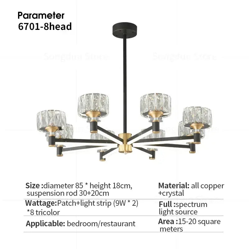 Black Crystal Living Chandelier