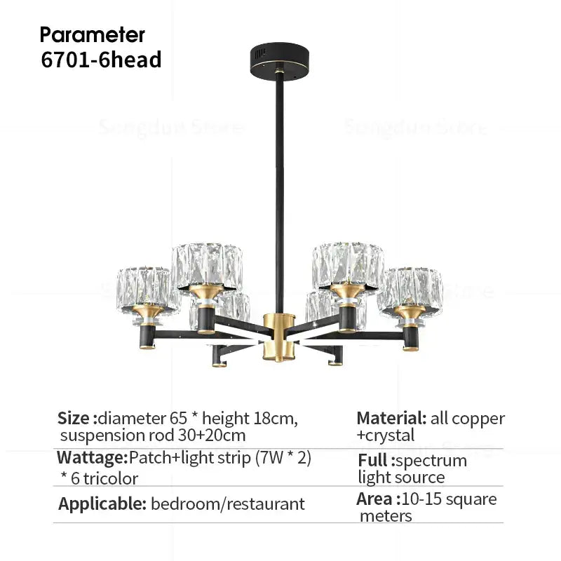 Black Crystal Living Chandelier