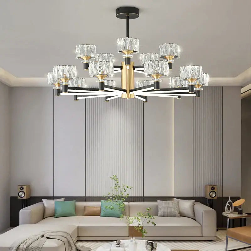 Black Crystal Living Chandelier