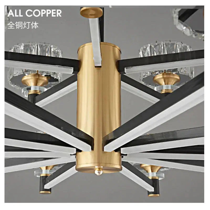 Black Crystal Living Chandelier