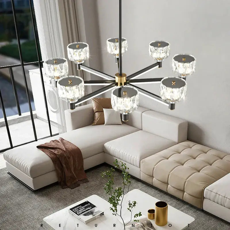 Black Crystal Living Chandelier
