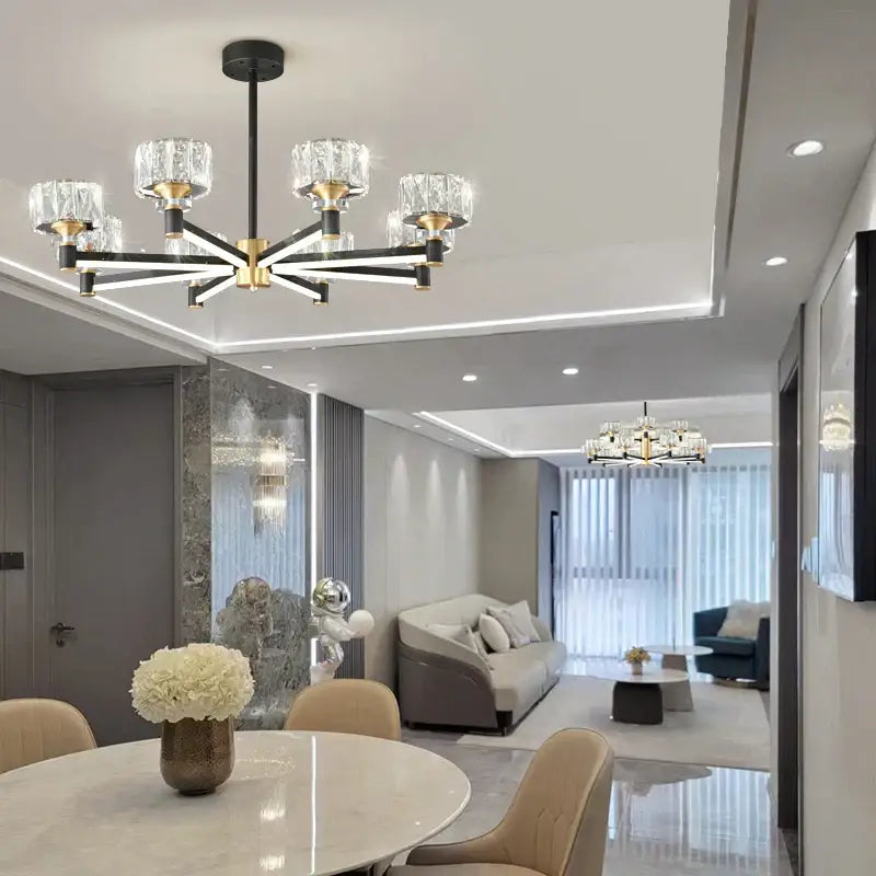 Black Crystal Living Chandelier