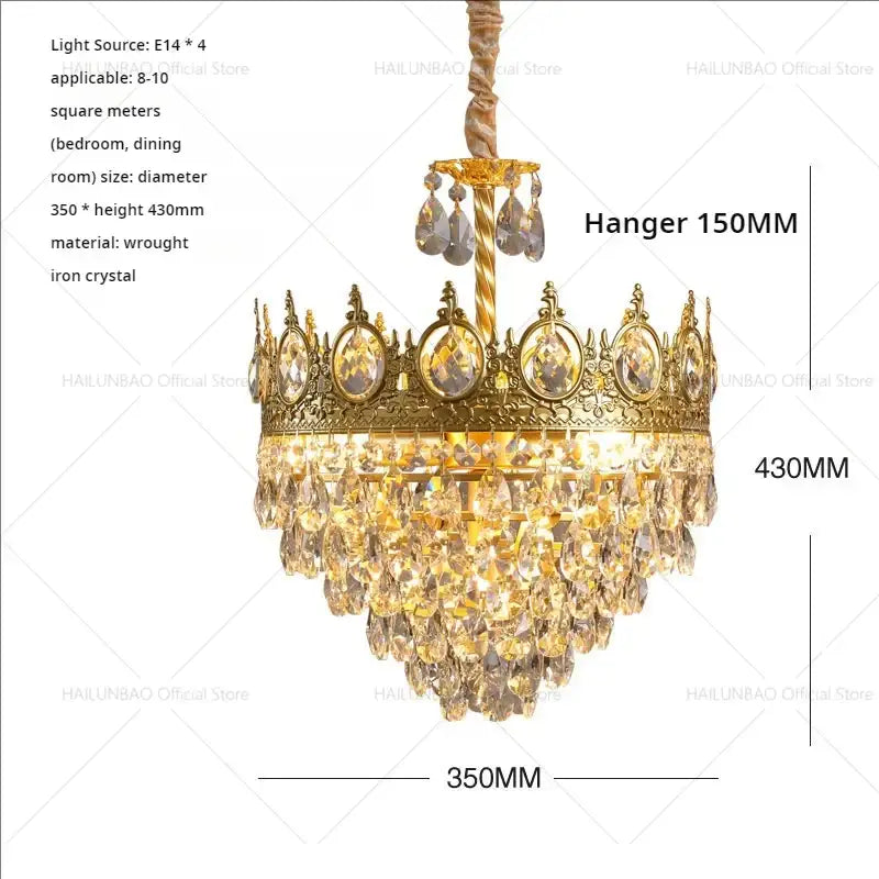 Gold Crown Crystal Chandelier 50cm Design