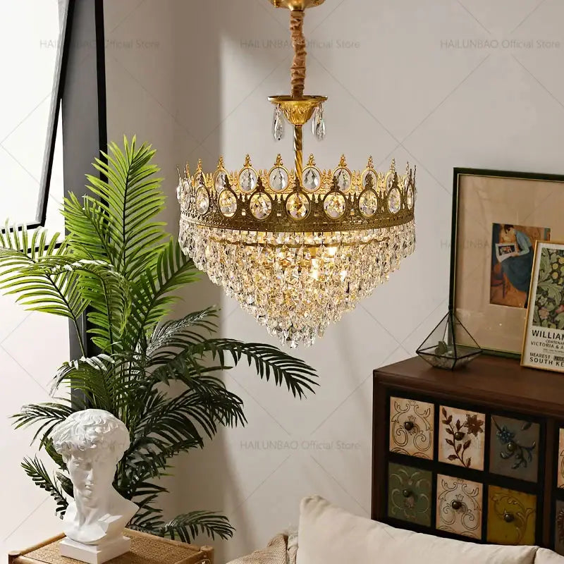 Gold Crown Crystal Chandelier 50cm Design
