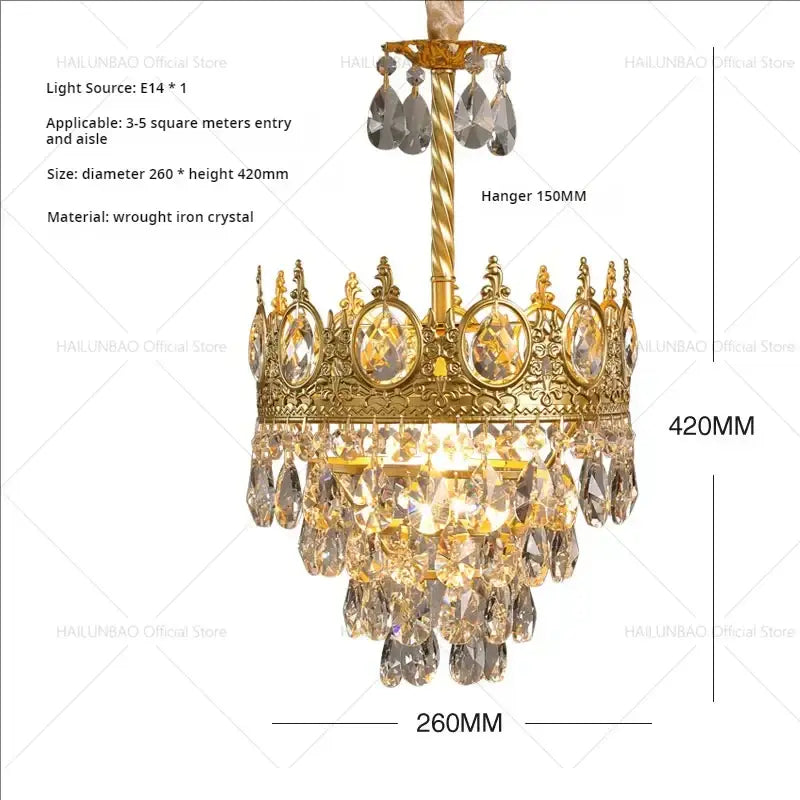 Gold Crown Crystal Chandelier 50cm Design