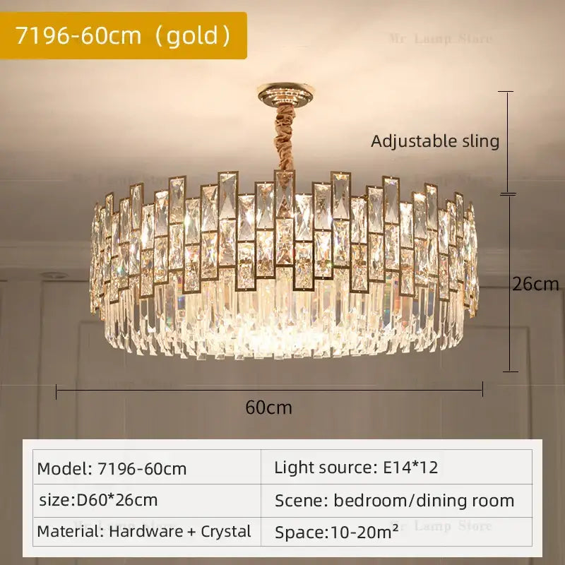 Gold Circular Crystal Chandelier Black Option