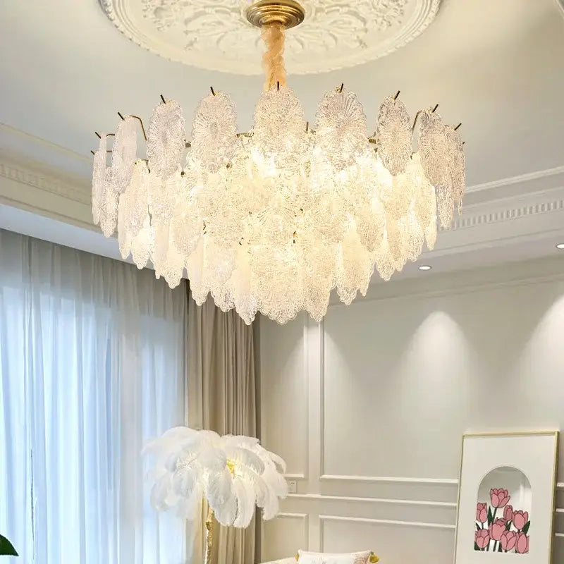 Gold Crystal Chandelier Light French Bedroom