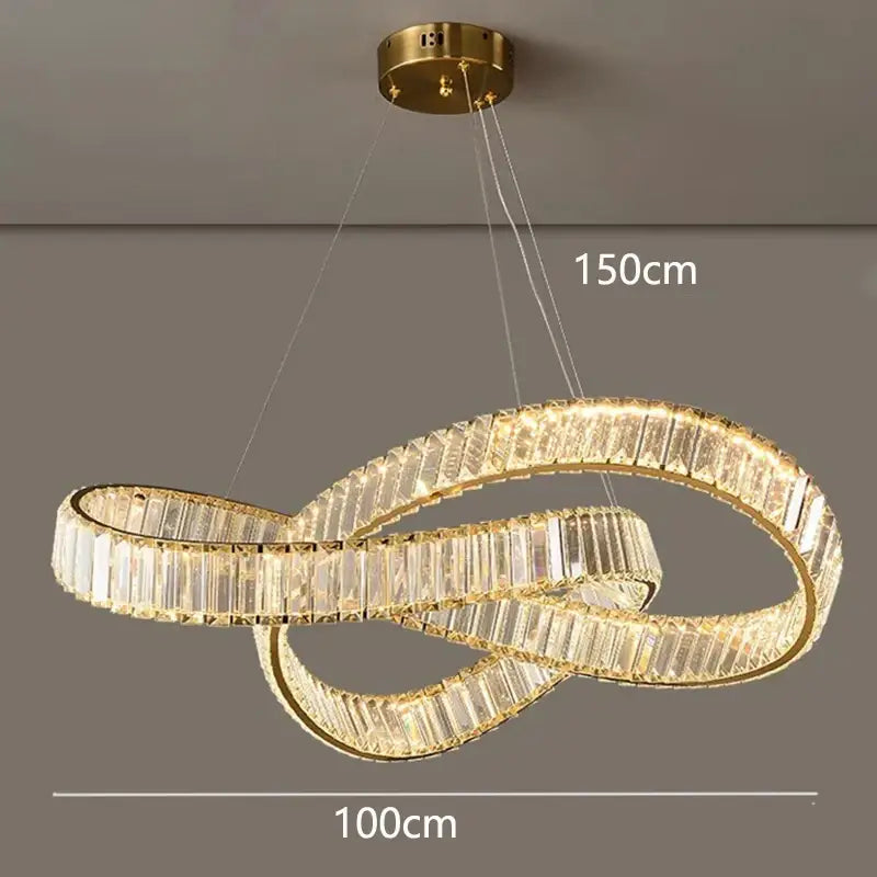 Gold Crystal Chandelier Pendant App Dimmable