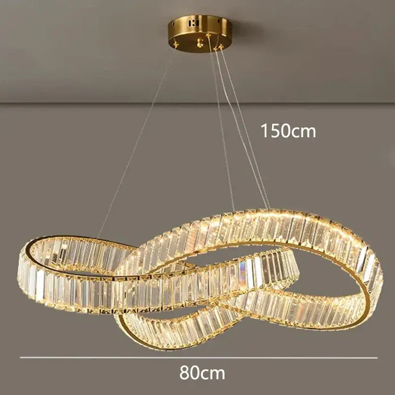 Gold Crystal Chandelier Pendant App Dimmable