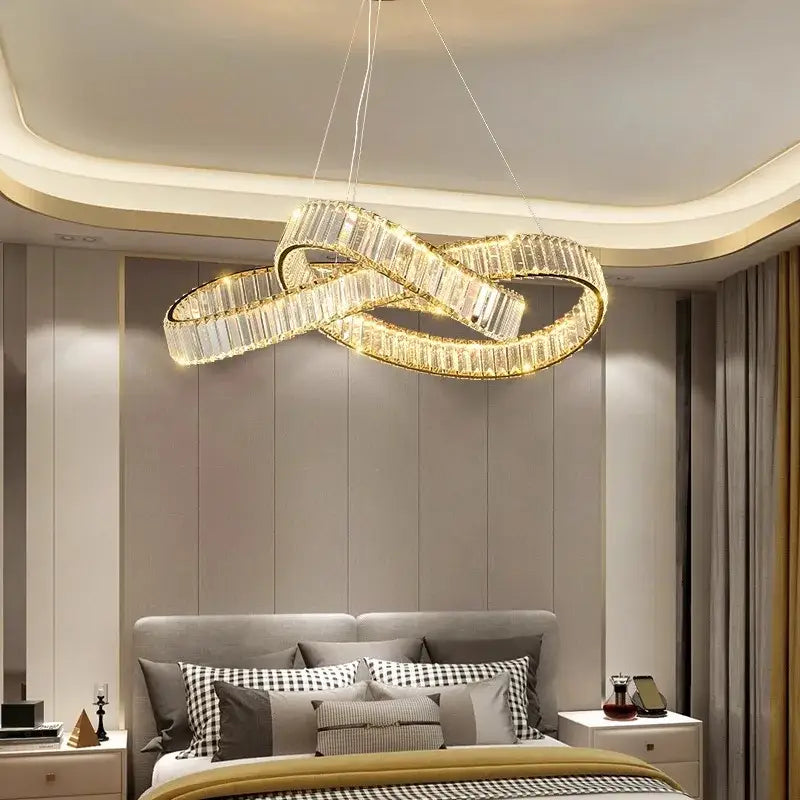 Gold Crystal Chandelier Pendant App Dimmable