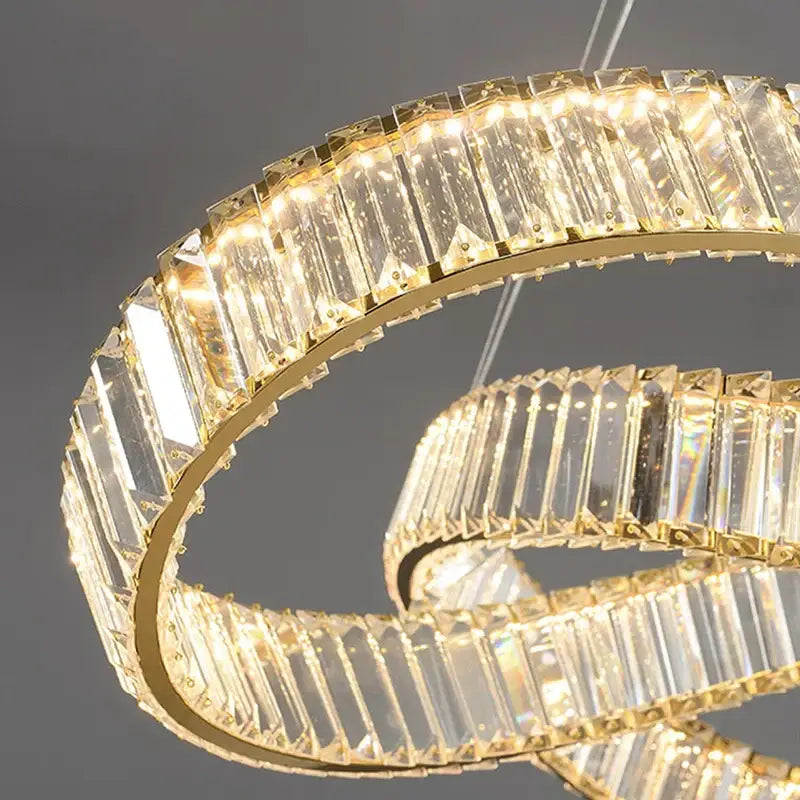 Gold Crystal Pendant Lamp Remote Dimmable