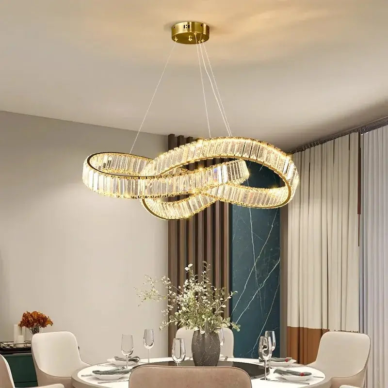 Gold Crystal Pendant Lamp Remote Dimmable