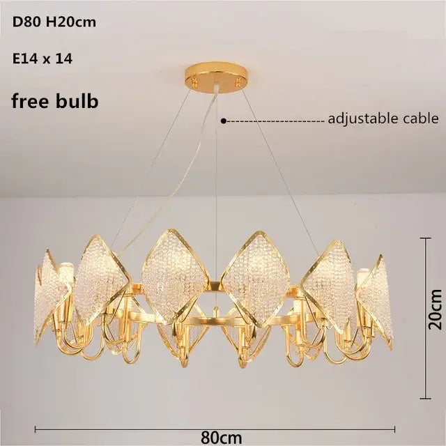 Gold Crystal Pendant Light 3-Layer Design