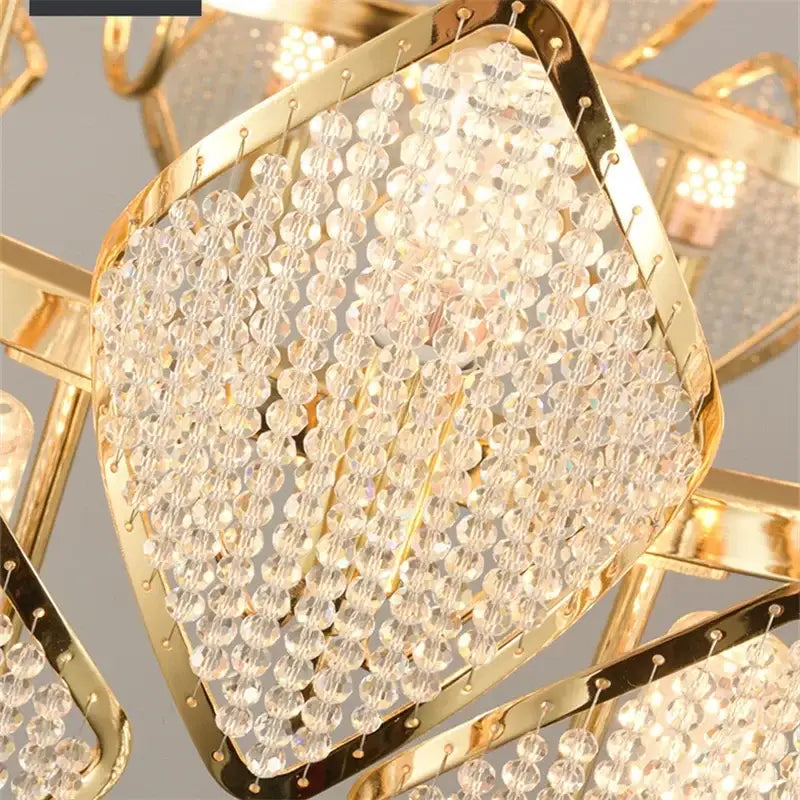 Gold Crystal Pendant Light 3-Layer Design