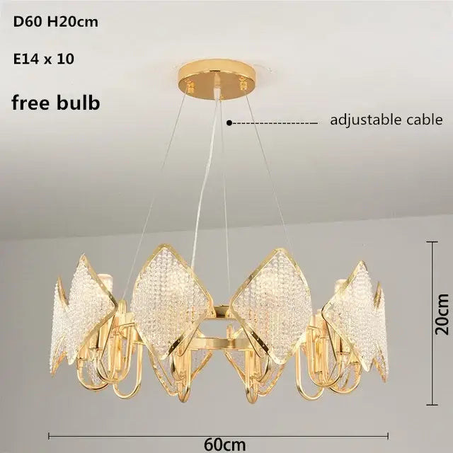 Gold Crystal Pendant Light 3-Layer Design