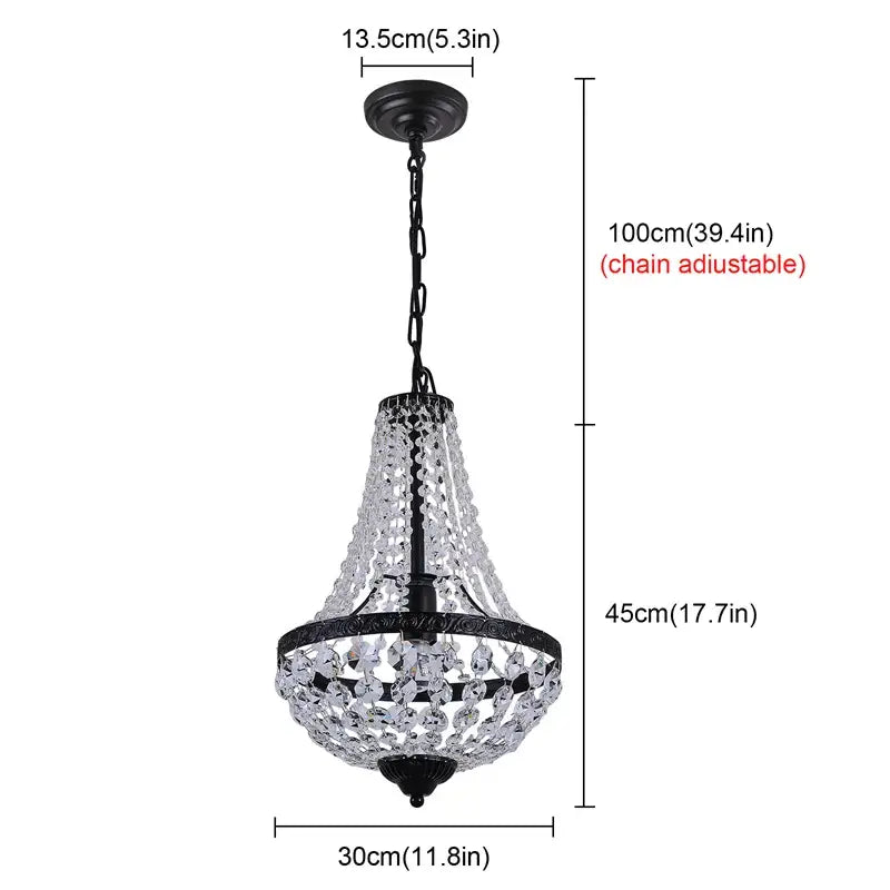 Black Crystal Dining Chandelier Wrought Iron Frame
