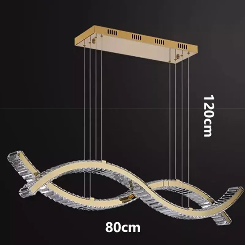 Gold Crystal Pendant Light 3-Head 150cm