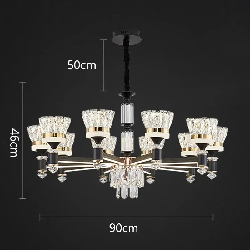 Gold Crystal 18-Head Pendant Light