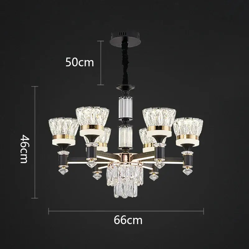 Gold Crystal 18-Head Pendant Light