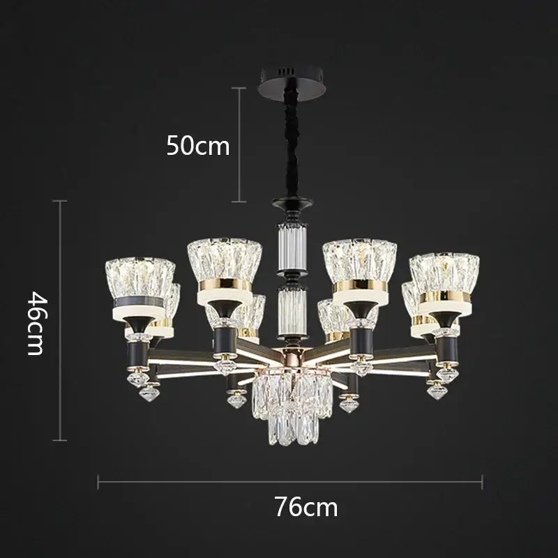 Gold Crystal 18-Head Pendant Light