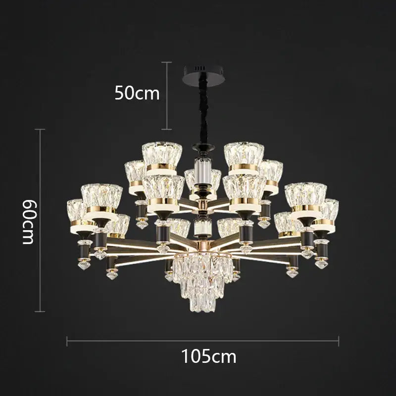 Gold Crystal 18-Head Pendant Light