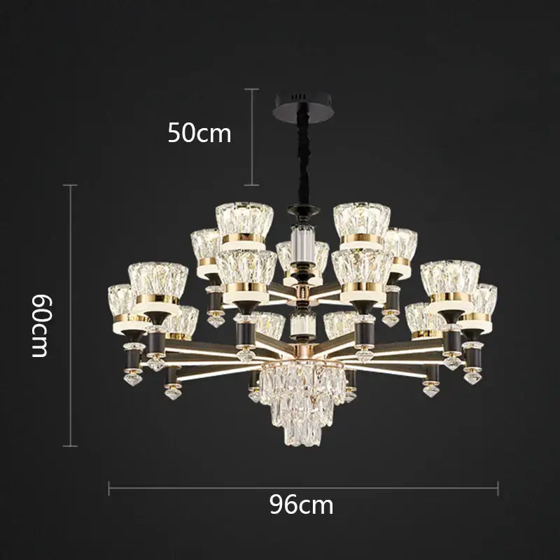 Gold Crystal 18-Head Pendant Light