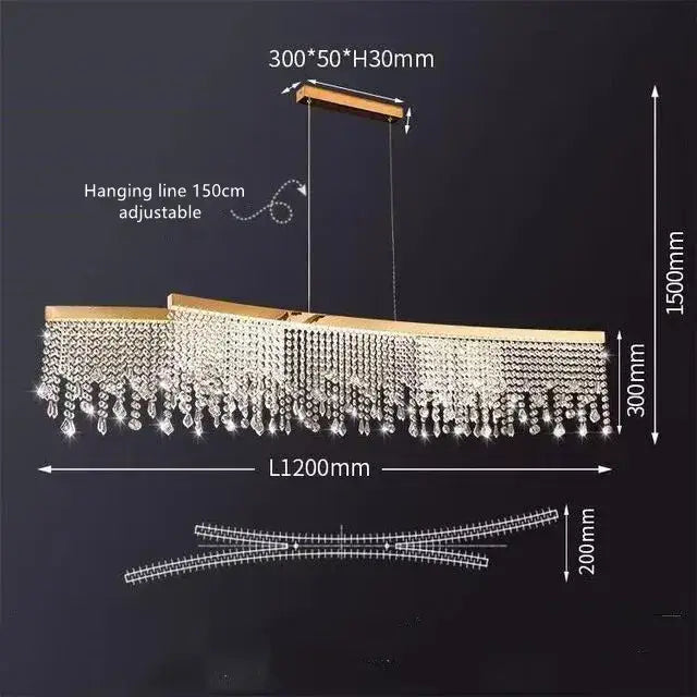 Gold Crystal Chandelier Pendant Changeable Light