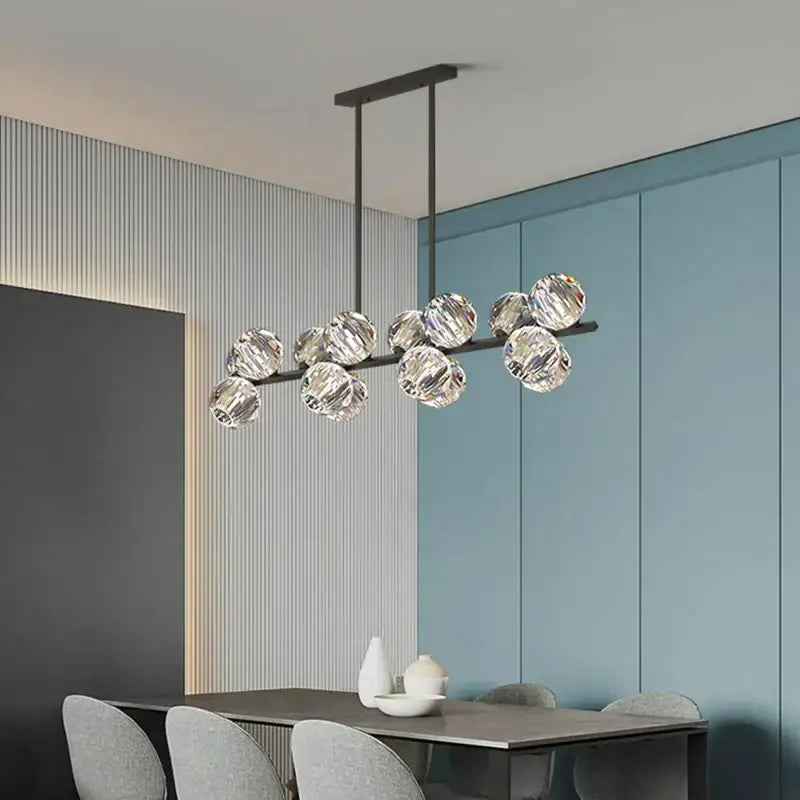 Black Crystal Dining Chandelier 15-Head Dimmable