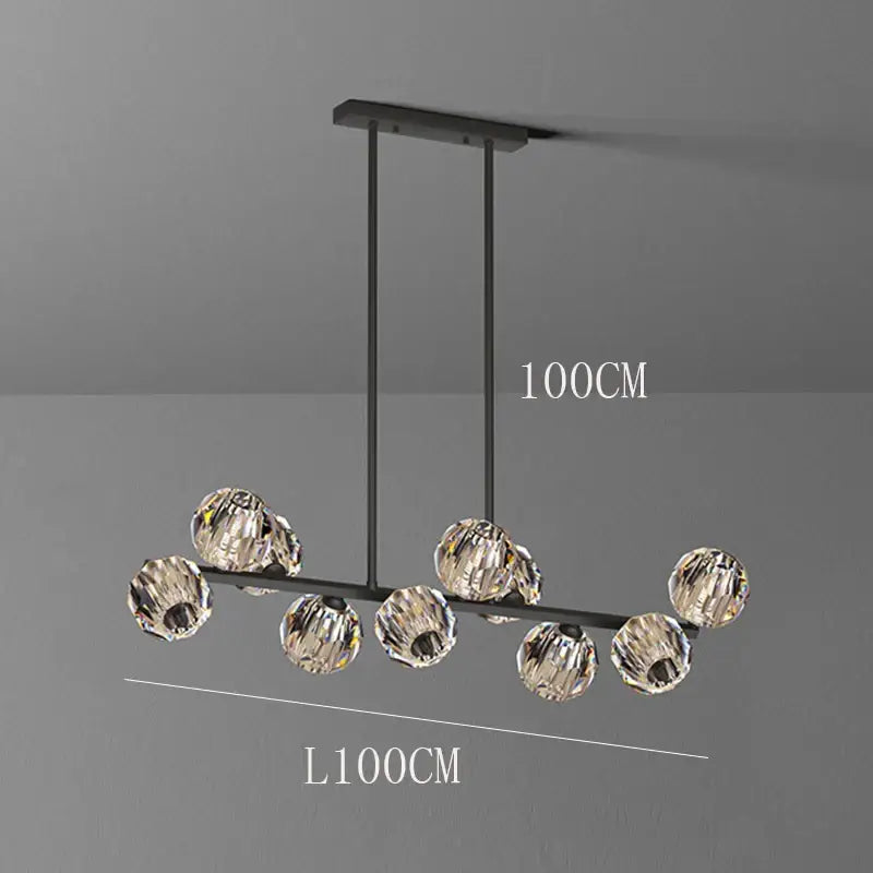 Black Crystal Dining Chandelier 15-Head Dimmable