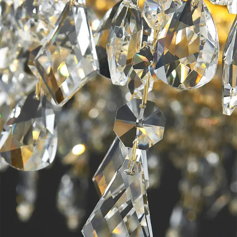 Gold Crystal Chandelier Pendant Changeable Light
