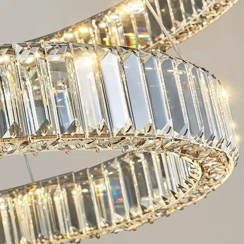 Gold Crystal Chandelier Light 5-Ring Spiral