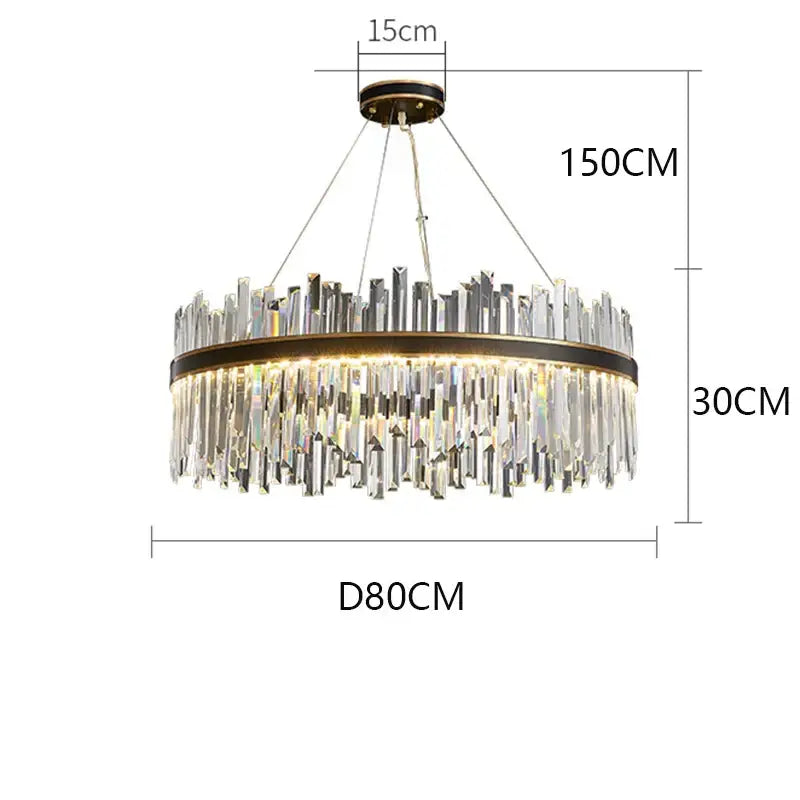 Black Crystal Pendant Chandelier 100cm Diameter