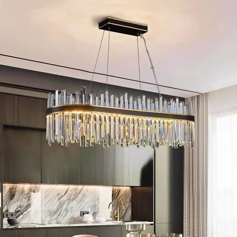 Black Crystal Pendant Chandelier 100cm Diameter