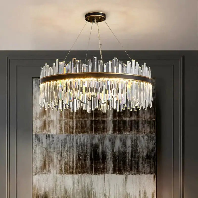 Black Crystal Pendant Chandelier 100cm Diameter