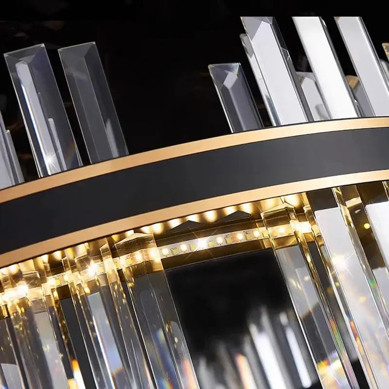 Black Crystal Pendant Chandelier 100cm Diameter