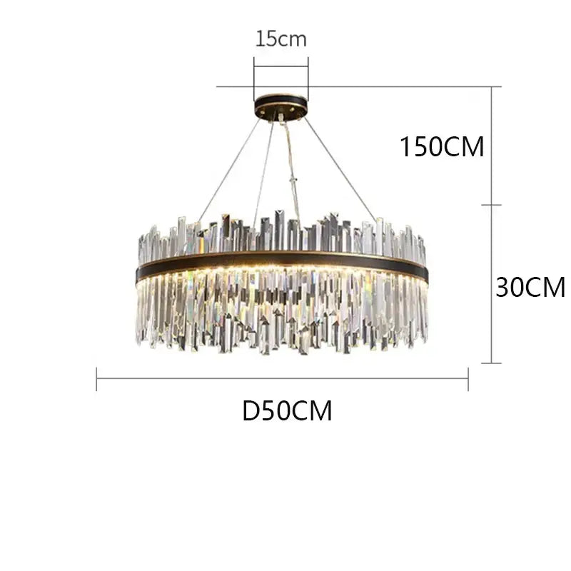 Black Crystal Pendant Chandelier 100cm Diameter