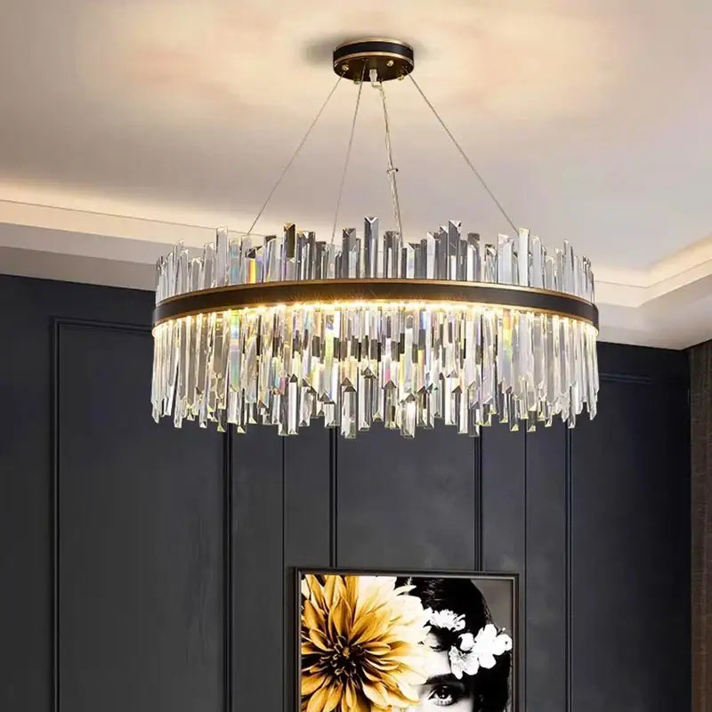 Black Crystal Pendant Chandelier 100cm Diameter