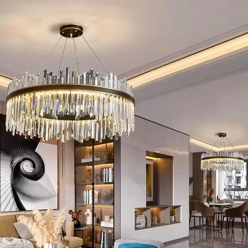 Black Crystal Pendant Chandelier 100cm Diameter