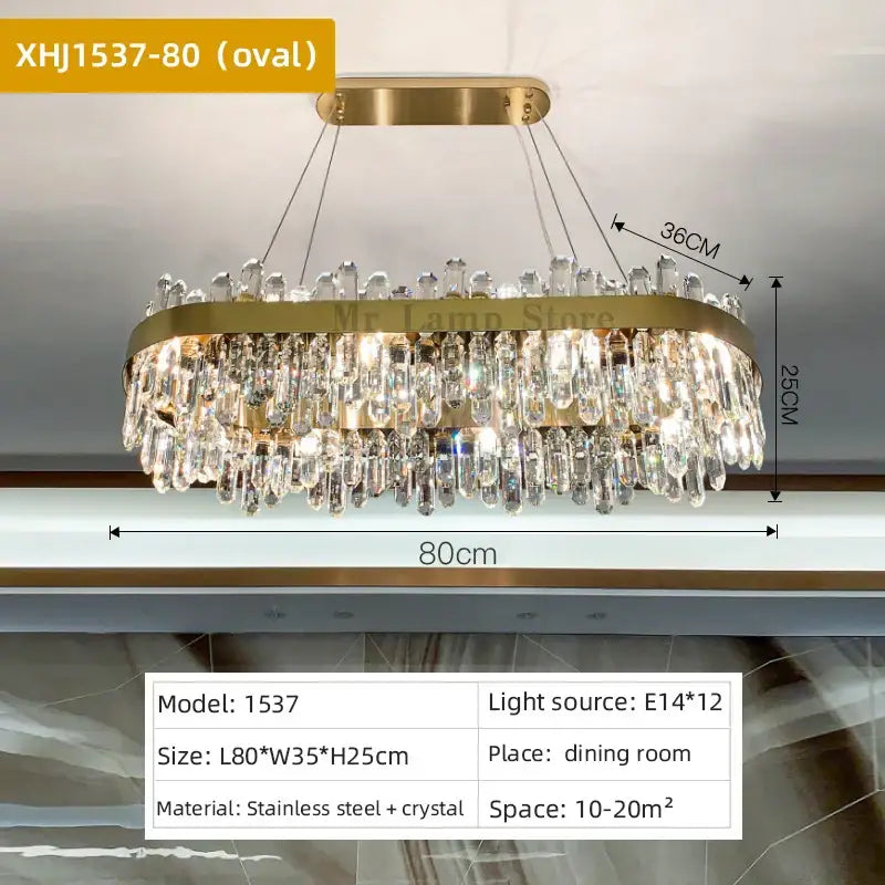 White Crystal Oval Chandelier