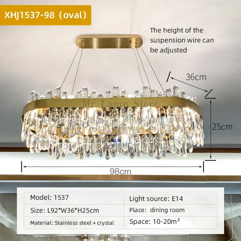 White Crystal Oval Chandelier