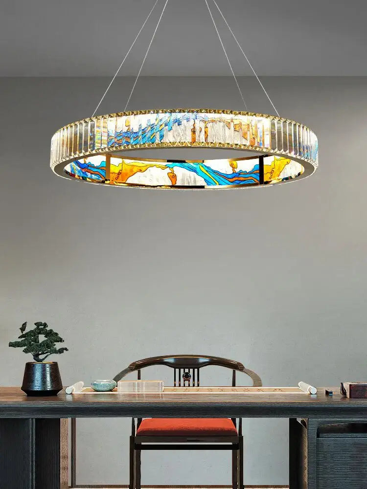 Abstract Crystal Glass Chandelier