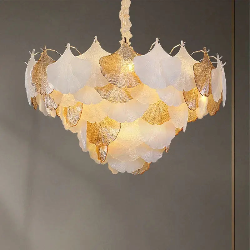 Gold Ginkgo Chandelier Lamp