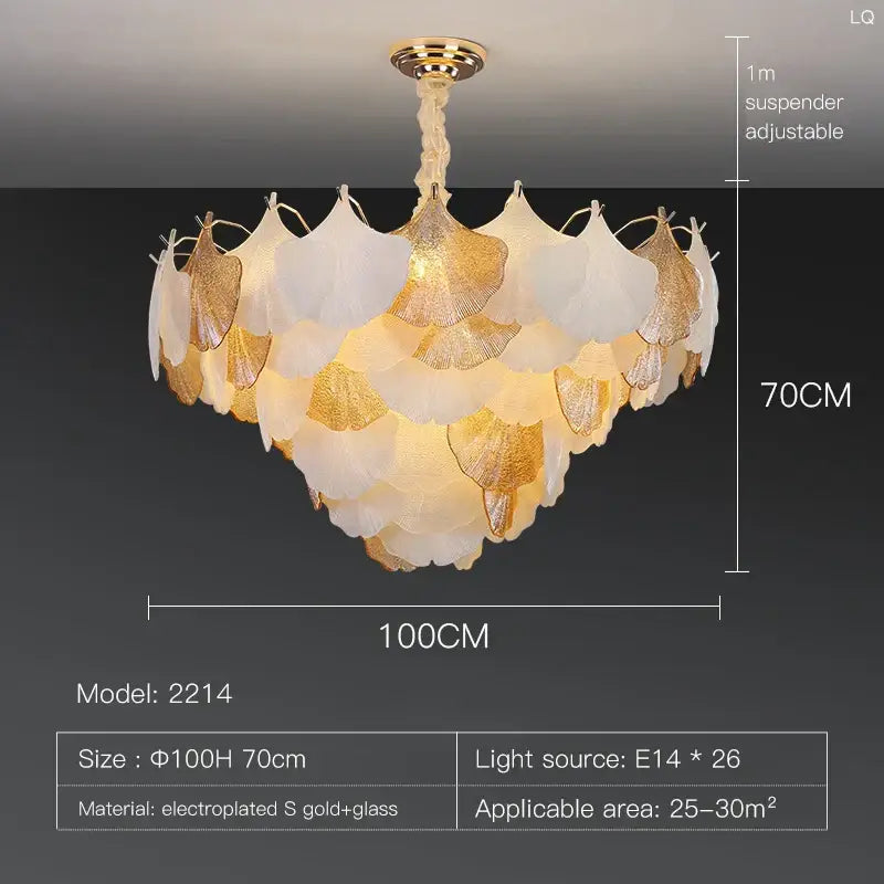 Gold Ginkgo Chandelier Lamp