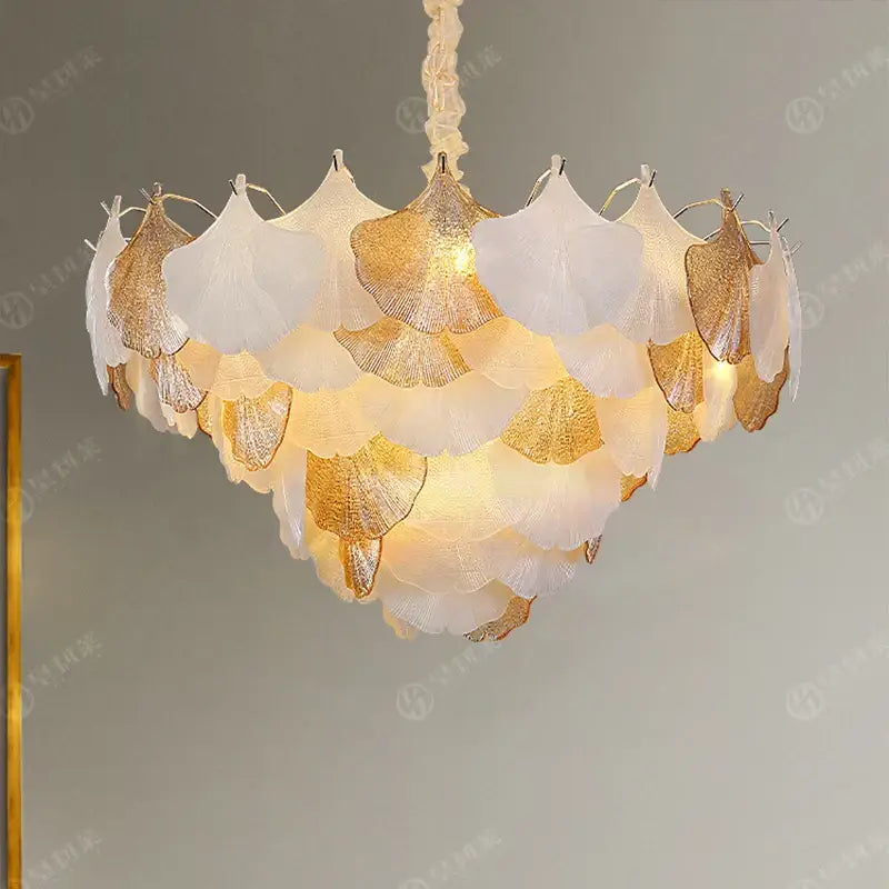 Gold Ginkgo Chandelier Lamp
