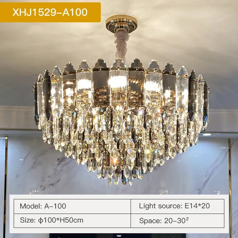 Silver Brass Crystal Ellipse Chandelier