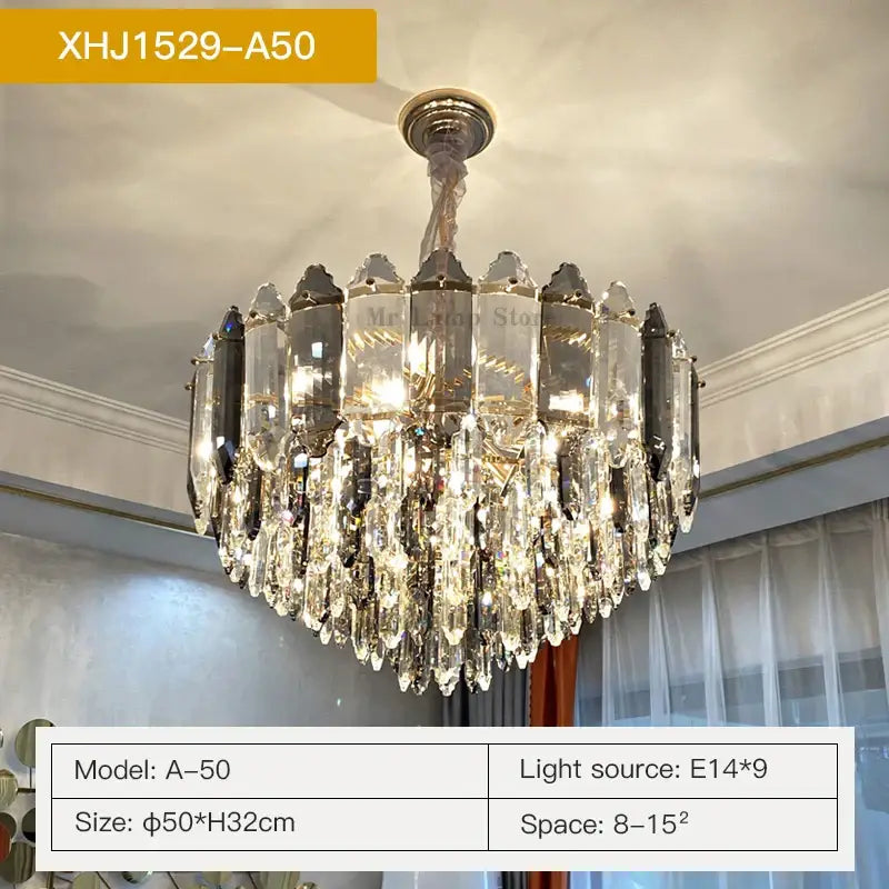 Silver Brass Crystal Ellipse Chandelier